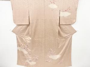 絞り菊草花模様刺繍一つ紋訪問着